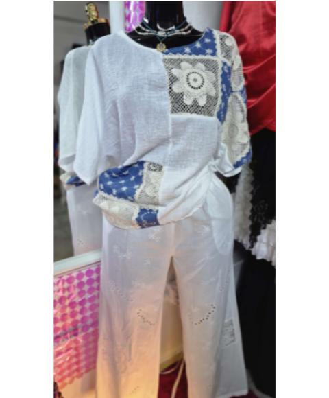 Pantalón de Dama oversize 100% lino italiano