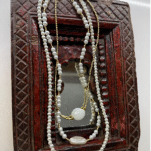 Set de Collares con Perlas de la India Stanless steel 24k