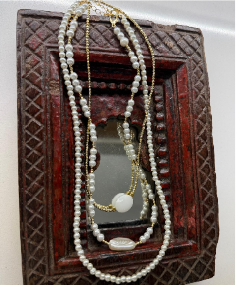 Set de Collares con Perlas de la India Stanless steel 24k