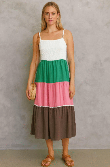 Vestido de Algodón Multicolor para Mujer