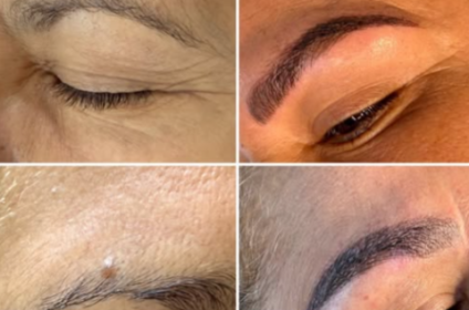 Diseño de cejas semipermanentes con técnicas de Microblading y Powder Brows en Skin by Susan & Brow Studio, Mayagüez.